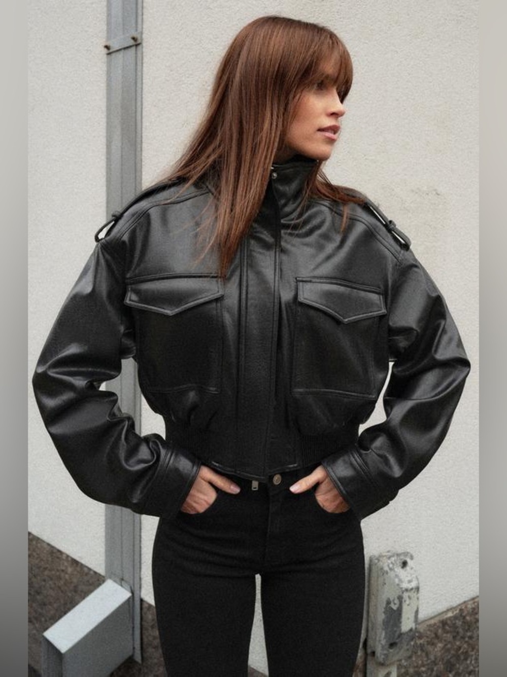 Industry Republic Clothing Faux Leather Crop Jacket - Size XS Nordstrom Moto